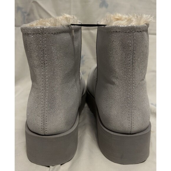 time and tru women's genuine suede platform cozy boots size 9 NWT Silver Sparkle - Picture 5 of 7